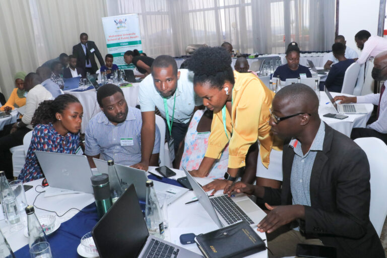 Participants at the workshop learning practical skills to visualise and present data. 