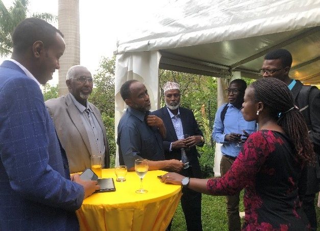 Rage Adem, The rector of Benadir University Prof Mahamed Mahamud Hassan Biday, Prof Hassan Nor, Prof Mohamed Fuje, colleague, Rawlance Ndejjo and Irene Wanyana